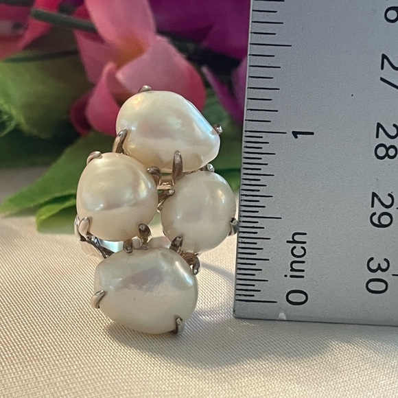 Silpada Coastal Pearl Cluster Sterling Silver Statement Ring R2949 - Picture 15 of 17